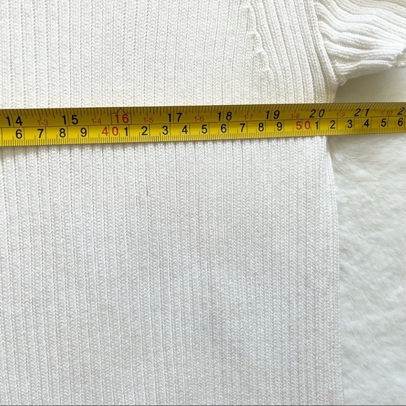 RODEBJER White Ribbed Crew Neck Dress w/ Front Patch Pockets Size Small - Picture 6 of 10